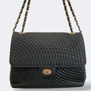 Bally Quilted Lambskin Leather Shoulder Bag Crossbody - Vintage Italian Luxury